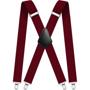 Cauc-Bretelles Homme Larges R&eacute;glable, Bretelles Extra Larges En X Pour Hommes, Bretelles Pour Hommes Avec De Tres Fortes 4 Clips - 3.5 Cm - Neuf