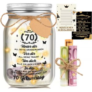 70e Anniversaire Femme Homme Bouteille Lumineuse Led, 70 Cadeaux En Argent, Cadeau D'anniversaire, Veilleuse De 70e Anniversaire, Id&eacute;e De Cadeau Sympa Pour D&eacute;coration De Table D'anniversaire - Neuf