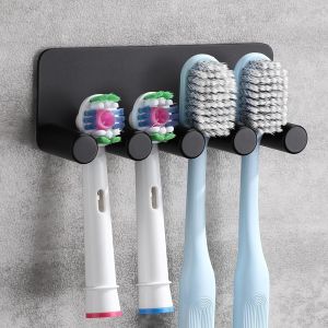 KALANKA-Porte Brosse &agrave; Dents Mural &eacute;lectrique, Support Brossette Salle de Bain Sans Per&ccedil;age, Acier Inoxydable Pour 4 T&ecirc;tes - Neuf