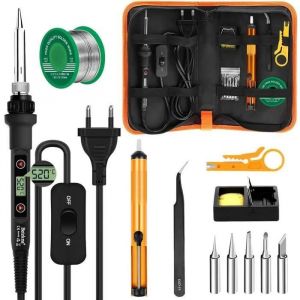 Fer a Souder Kit 80W Temperature Reglable 180-520C Electronique de Precision avec Interrupteur ONOFF, 5 Conseils de soudage, Pompe - Neuf