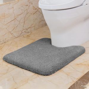 Tapis Contour WC Antidérapant Tapis de Toilette WC Épaissi Tapis WC Absorbant Tapis Salle de Bain Ultra Doux en Microfibre,Séchage Rapide,Lavable en Machine-50 x 60cm (Gris Foncé) - Neuf