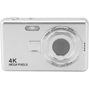 LETNERNY-Appareil Photo Numérique, 12Mp 1080P 16X Zoom Auto Focus Compact Point And Shoot Camera Avec Écran Tft 2,4 Pouces Anti-Secousse Portable Petite Caméra Vlog Pour Enfants (Silver) - Neuf