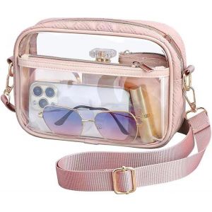 RFCBC-Sac à Bandoulière Transparent, Petit Sac Bandoulière Transparent Femme Mini Pochette Téléphone Portable avec Sangles Réglables pour Stade Voyage Plage - Neuf