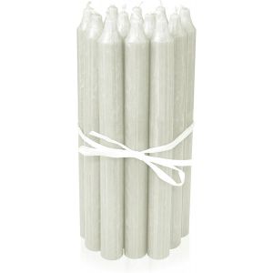 Bougies Ivoire,paquet de 12,hauteur 18cm,&Oslash; 2,2cm,dur&eacute;e de combustion env. 8 heures,Bougies chandelles (18 cm,Ivoire) - Neuf
