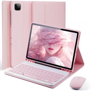 Pour iPad A16 11 (2025) / iPad 10 génération (2022) 10. Étui 9/11"" avec clavier QWERTZ allemand à charger, clavier Bluetooth sans fil, souris, étui de protection magnétique - Neuf