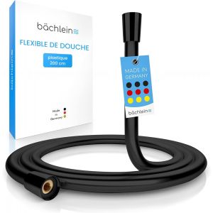 Flexible de douche en plastique avec double protection anti-torsion - Noir brillant - Fabriqu&eacute; en Allemagne - Flexible et r&eacute;sistant aux torsions - 1,6 m - Raccord G &iquest; - Neuf