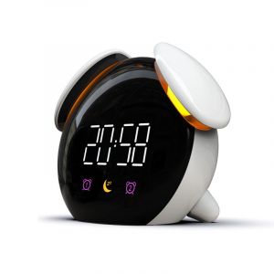 Réveil lumineux pour enfants, réveil numérique avec fonction snooze, blanc, 2 alarmes, 7 couleurs de lumières de réveil, veilleuse LED temporisée, cadeaux pour garçons et filles - Neuf