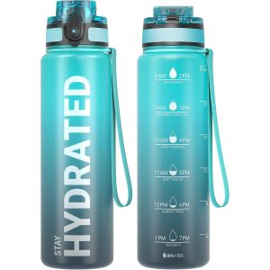 Bouteille D'eau,Gourde Sport 1l/500ml/750ml Avec Marqueur De Temps De Motivation,Sans Bpa,Étanche & ,Pour Sport,Camping (1 Bouteille).[B69] - Neuf
