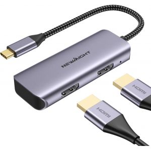 CFRY-Adaptateur USB C vers HDMI Double, Adaptateur Double Moniteur supporte 4K@60Hz et Double 4K@30Hz, Séparateur HDMI Double Moniteur pour MacBook, iPad, HP, Dell, iPhone 15/16 Series - Neuf
