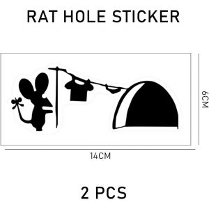 Lot De 2 Autocollants Trou De Rat,Papier Peint Pour Chambre D'Enfant,D&eacute;coration De Chambre D'Enfant,Autocollants Muraux Mignons,Autocollants Muraux Animaux,Autocollants Muraux Design Cr&eacute;atif - Neuf