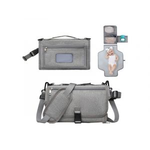 Sac &Agrave; Langer Pliable Et R&eacute;sistant &Agrave; L'eau Avec Bandouli&egrave;re - Gris - Neuf