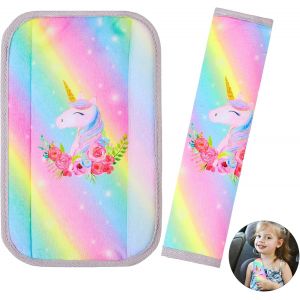 Subzonal-Voiture Prot&egrave;ge Ceinture, Coussin Ceinture De S&eacute;curit&eacute; Amovible, 2pcs Siege Auto Confort Pads Voyage,Multicolor - Neuf