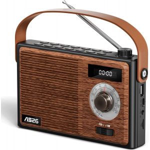 Radio Vintage Enceinte Bluetooth mit AM/FM Radio Portable Rechargeable avec Batterie 1500mAh Bluetooth Enceinte Connect&eacute;e, Support pour USB/TF/AUX Cadeau Femme Homme &Eacute;l&eacute;gance &agrave; l'Ancienne - Neuf