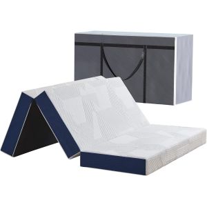 Ulteronixshop-Matelas Pliable 120x190x10cm - Housse Amovible Respirante Lavable,Matelas invit&eacute; Pliable en, Mousse &agrave; M&eacute;moire de Forme en Gel,Sac de Transport - Parfait lit Pliant 2 Places - Neuf
