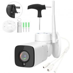 Camera de securite 1080p WiFi etanche IP66, panoramique, inclinaison, zoom, vision nocturne, prise britannique 110-240 V - Neuf