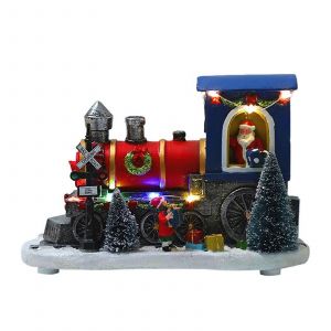 D&eacute;coration de No&euml;l festive en train, maison lumineuse en r&eacute;sine pour d&eacute;coration de vacances, cadeau du Nouvel An 2025, jouet pour enfants - Neuf