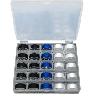 Fil À Coudre,Bobines Pour Machine À Coudre Avec Boîte De Rangement,25pcs Assortimentés De Couleurs Noir/Blanc/Bleu Fil À Bobine Préenroulé Set Accessoires - Neuf