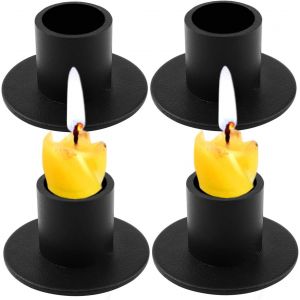 Chandelier Chandelier Noir Chandelier pour Bougies Bâton Lustre de Chambre en Métal Chandelier Vintage Bougies de Baptême Chandelier Décoration Maison Mariage Noël 4 Pièces (Rond Noir) - Neuf