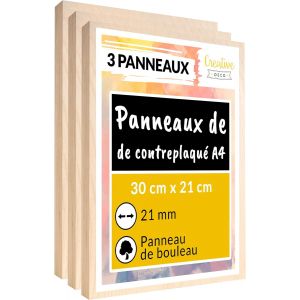 10 x A4 Contreplaqu&eacute; 4mm | 300 x 210 x 4mm (+/2mm) | Planche Bois Brut Bouleau | Panneau Feuille D&eacute;coupe Laser | Bois pour Pyrogravure, Gravure, Cricut, Maquette - Neuf