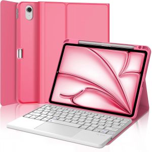 Clavier Pour Ipad Air 11"" (M3/M2) 2025, Coque Clavier Pour Ipad Air 11 Pouces M2/M3 2024/2025, Azerty Français Bluetooth Magnétique Détachable, Rose - Neuf