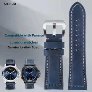 Bracelet De Montre, Bracelet De Remplacement En Cuir Vintage, Bracelet Pour Montres, Bracelet De Remplacement En Cuir V&eacute;ritable Doux &Eacute;tanche Avec Outils 20mm 22mm 24mm 26mm Pour Panerai - Neuf