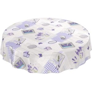 Ulteronixshop-Nappe Lavable Anro - Toile Cir&eacute;e - Nappe De Table En Toile Cir&eacute;e - C?urs De Lavande - Provence - Violet Gris - Taille Au Choix, Toile Cir&eacute;e, Lavendel Herzen Provance Violett Grau, Rund - Neuf