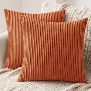 Eryi-Lot De 2 Decorative Housse De Coussin En Velours Côtelé Canapé Taie D'oreiller Douce Pour Maison Salon Chambre Clic Clac 45x45cm Caramel - Neuf
