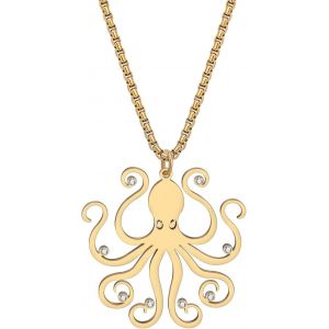 Kal-Collier En Acier Inoxydable Pendentif Pieuvre Marine Vie Mignonne Océan Animaux Bijoux 18k Plaqué Charms Cadeaux Pour Femmes Mer Amoureux - Neuf