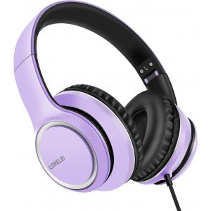 KALANKA-X8 Casque filaire avec microphone avec ligne en nylon anti-n?uds de 1,45 m et prise 3,5 mm, léger, pliable et portable pour smartphone, tablette, ordinateur, MP3/4 (violet foncé) - Neuf