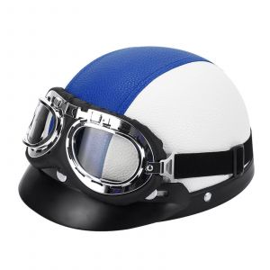 Casque De Vélo Rétro Vintage Casque De Moto + Lunettes Casque De Moto Cyclomoteur - Neuf
