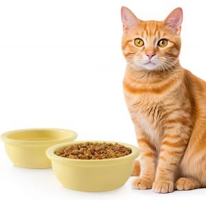Yemaesre-2 Pièces Gamelle Bol Pour Chat Ceramique Remplacement Gamelles Pour Nourriture Et Eau Pour Chaton Chiot Lapin 360 Ml Lavables Au Lave Vaisselle Et Au Micro Ondes Faciles À Nettoyer¿Jaune¿ - Neuf