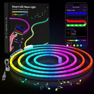 Led Smart Game Strip 2m - Music Sync N&eacute;on Rgb Strip Diy Forme Effet Lumineux Flex Bande Lights Avec Contr&ocirc;le App Pour Chambre, Salle De Jeux, Salon Indoor Outdoor Waterproof Rope L[Rub9224540] - Neuf