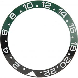 Kal-Insert De Lunette De Montre, 38 Mm Diametre Gmt, Bague Insertion Lunette Montre, Base Verte Noire, Caractere Blanc, Insert Lunette Ceramique, Anneau Base Anneau - Neuf