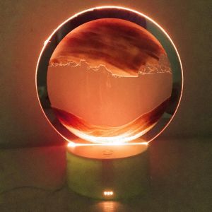Kal-Lampe De Table 3d En Sable Mouvant,Lampe De Bureau 3d Avec Sable Mouvant,7 Couleurs Changeantes,Rotation À 360°,Jouets Artistiques Pour La Vie Et La Décoration D'intérieur (Rouge, Sans 3aa) - Neuf