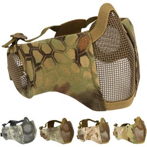 Kalanka-Masque Pliable Pour Airsoft, Demi-Masque En Maille Avec Protection Auditive Pour Jeux De Guerre Cs, Bb Gun, Chasse, Paintball - Neuf