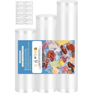 Sjzg-Rouleau Sous Vide Alimentaire, 3 Rouleaux 28/25/20x300cm Sac Sous Vide, Avec 20 Étiquettes Autocollantes, Film Sous Vide Alimentaire Pour Toutes Les Soudeuses Sous Vide, Sans Bpa - Neuf
