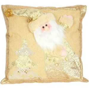No&euml;l Housse De Coussin 44x44 D'or De No&euml;l D&eacute;coratif En Coton Et Lin Taie D'oreiller De No&euml;l Taies D'oreillers, Couvre(Santa Claus) - Neuf