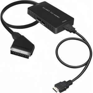 MEVRONISSHOP-Convertisseur P&eacute;ritel vers HDMI avec Commutateur 720p/1080p - Adaptateur pour Moniteur TV, Projecteur, Lecteur DVD, VHS, STB, Xbox - Neuf