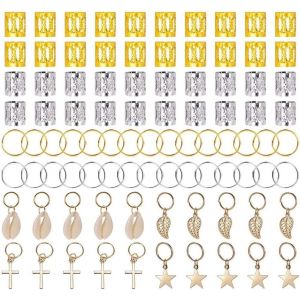 Kal-Lot De 140 Pièces Bijoux Cheveux Tresse Doré, Bijoux De Cheveux, À Cheveux Dorées Pour Tresses, Accessoires Pour Dreadlocks, Accessoires Pour Dreadlocks, Pour Hommes, Femmes - Neuf