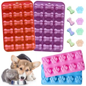 AYUHR-Lot de 4 moules à biscuits pour chien - Tapis de cuisson pour chien - Moule pour biscuits pour chien - Moule en silicone - Pour biscuits et friandises pour chien DIY - Neuf