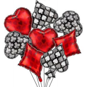 8PCS Casino Party Balloons,cartes à jouer boulets en aluminium pour décor à thème de casino - Neuf