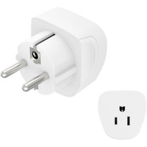 Adaptateur Voyage Type A/B Hybride, 3 P&ocirc;les (Connecteur Prise Am&eacute;ricaine Usa Vers Europe - Convient Aux Appareils Avec Ou Sans Mise &Agrave; La Terre) Blanc[Z302] - Neuf