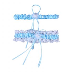 Jarretière De Mariage En Dentelle Pour La Mariée Jambe Jarretière Ensemble Noeud Papillon Pour Les Femmes Bleu Ciel - Neuf