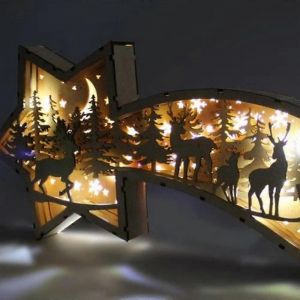 No&euml;l Lumineux En Bois, Ornement, Avec La Lumi&egrave;re De Led, L'hiver De La Ville De La Statue, Chemin&eacute;e Plateau D&eacute;cor Pour La Maison, La Salle De S&eacute;jour, Chambre &Agrave; Coucher, Cuisine, Bureau - Neuf