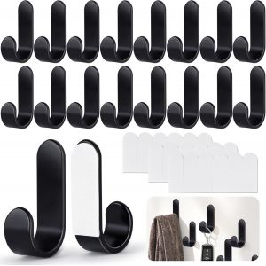 18 Pièces Forme De J Crochet Adhesif Mural Solides,de 5.8 cm de Long,Faciles à Installer,pour Salle Bain et Cuisine (Noir) - Neuf