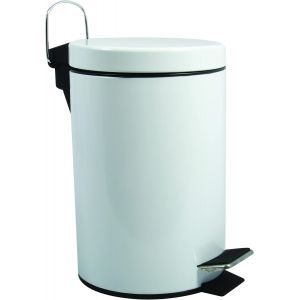 KALANKA-Poubelle à cosmétiques Acier Inoxydable Blanc uni avec Récipient intérieur Amovible Salle de Bains Poubelle à pédale Boîte à ordures u2013 3 litres - Neuf