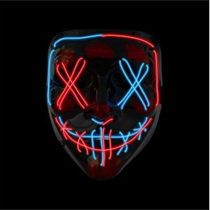Masque D'halloween Purge Led-Masque De Costume Contr&ocirc;lable Pour Halloween,Carnaval Et Carnaval Comme Costume Et Habillement Pour Homme Et Femme (Choix De Couleur).[J175] - Neuf
