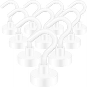 Lot de 10 crochets magn&eacute;tiques, 10 kg, aimants de terre haute performance, avec crochets, crochets de croisi&egrave;re extra puissants &agrave; suspendre (pistolet noir, lot de 10) - Neuf