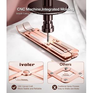 Support Ordinateur Portable, Support Pc Portable Pliable &Agrave; Sur&eacute;lever 6 Angles R&eacute;glable, Antid&eacute;rapant En Aluminium Ventil&eacute; Stand Compatible Avec Laptop, Tablet U2013 Or Rose - Neuf