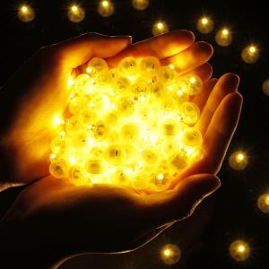 120Pcs Mini Led Ballons Lumineux, Rond Lampes Lumineuses F&ecirc;te Constamment Allum&eacute;e, R&eacute;utilisable Et &Eacute;tanches Pour Anniversaire, Mariage, F&ecirc;tes, Halloween, No&euml;l D&eacute;coration (Blanc Chaud) - Neuf
